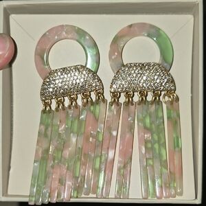 New India Hicks Green and Pink Dangle Earrings